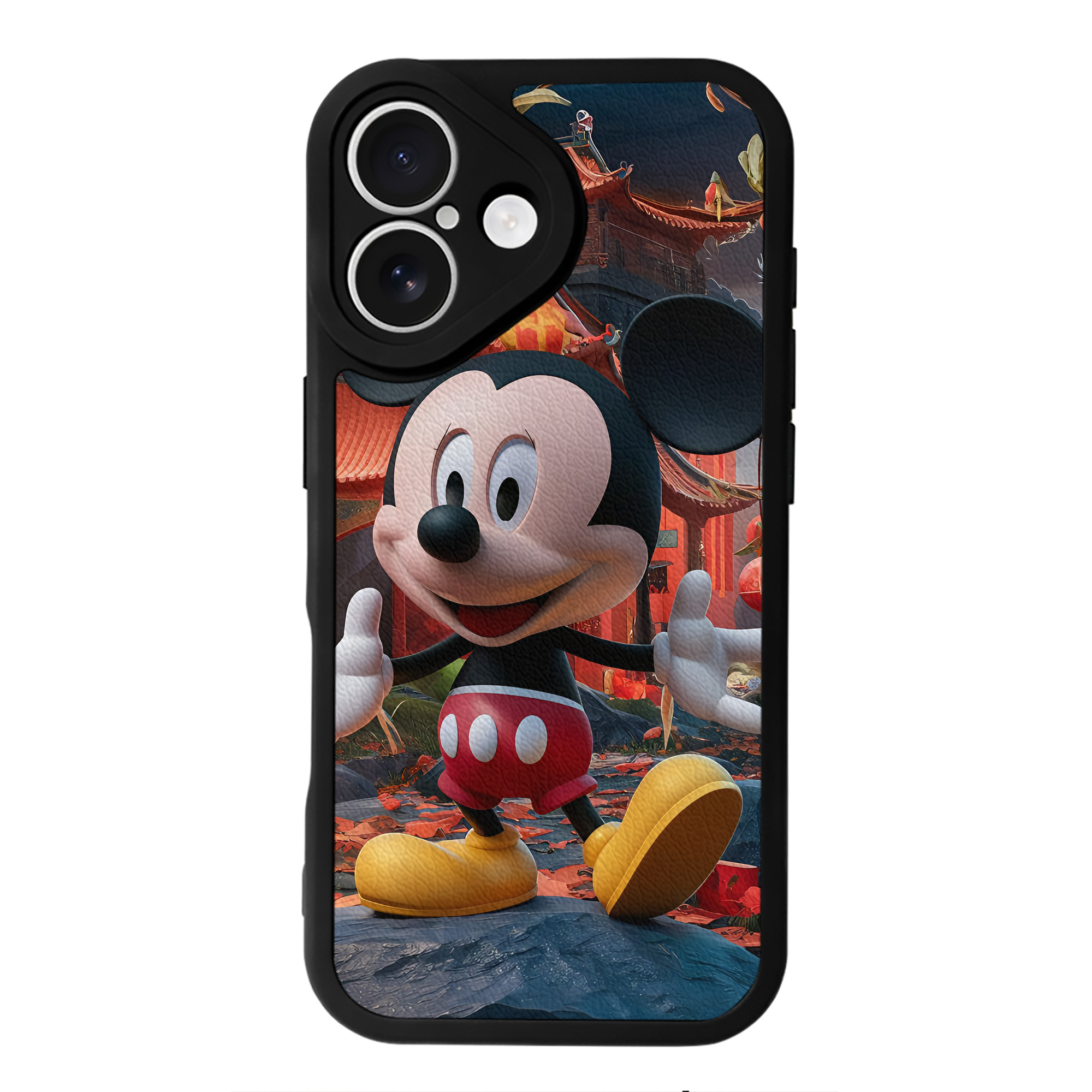（画像用） ミッキーマウス Mickey Mouse 【iPhone 16シリーズ対応】シリコンスマホケース（レザー調） 材質：シリコン